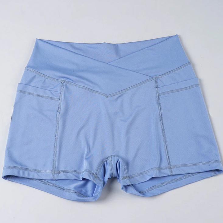 product-Faux Two Piece Contrast Sports Set | Womens V Waist Shorts Racerback Bra-Ruiteng-img