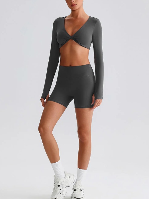 product-Twist Crop Long Sleeve Shirt-Ruiteng-img