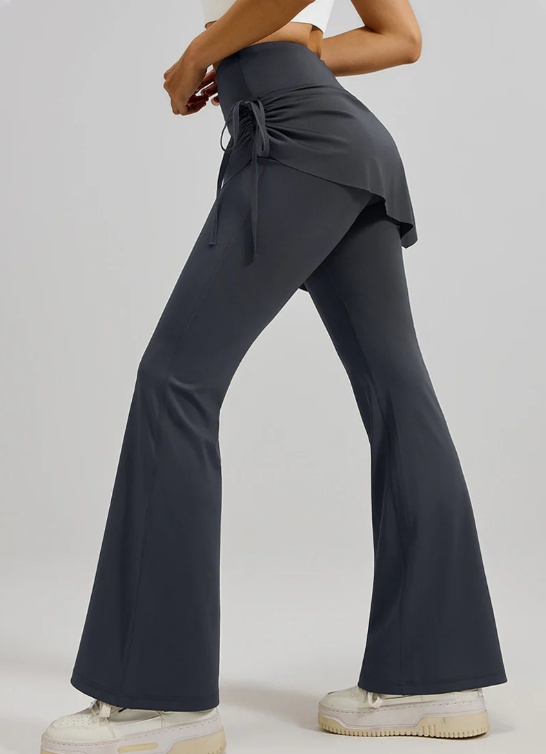 product-Ruched Flare Skirted Leggings-Ruiteng-img