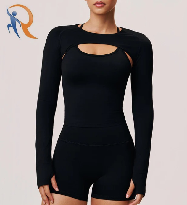 Ziva Women's Long Sleeve Workout Shrug in Black | Versatile Gym & Yoga Cover-Up