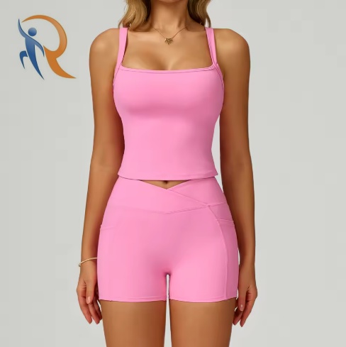 Pretty Back Yoga Set for Women High-Waisted Tight Naked Yoga Set with Lacing Running Fitness Wear