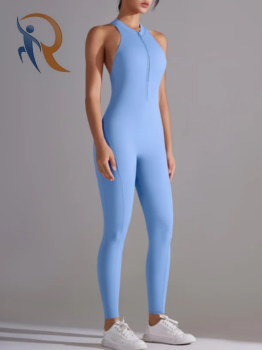 CORALIE SEAMLESS SCRUNCH JUMPSUIT - SKY BLUE