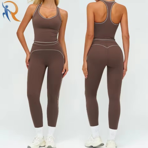 Women's Yoga Set 2-Piece Spandex/Nylon Breathable Sweat-Absorbing Four-Way Stretch Wrinkle-Resistant Lightweight Plus Size V-Neck