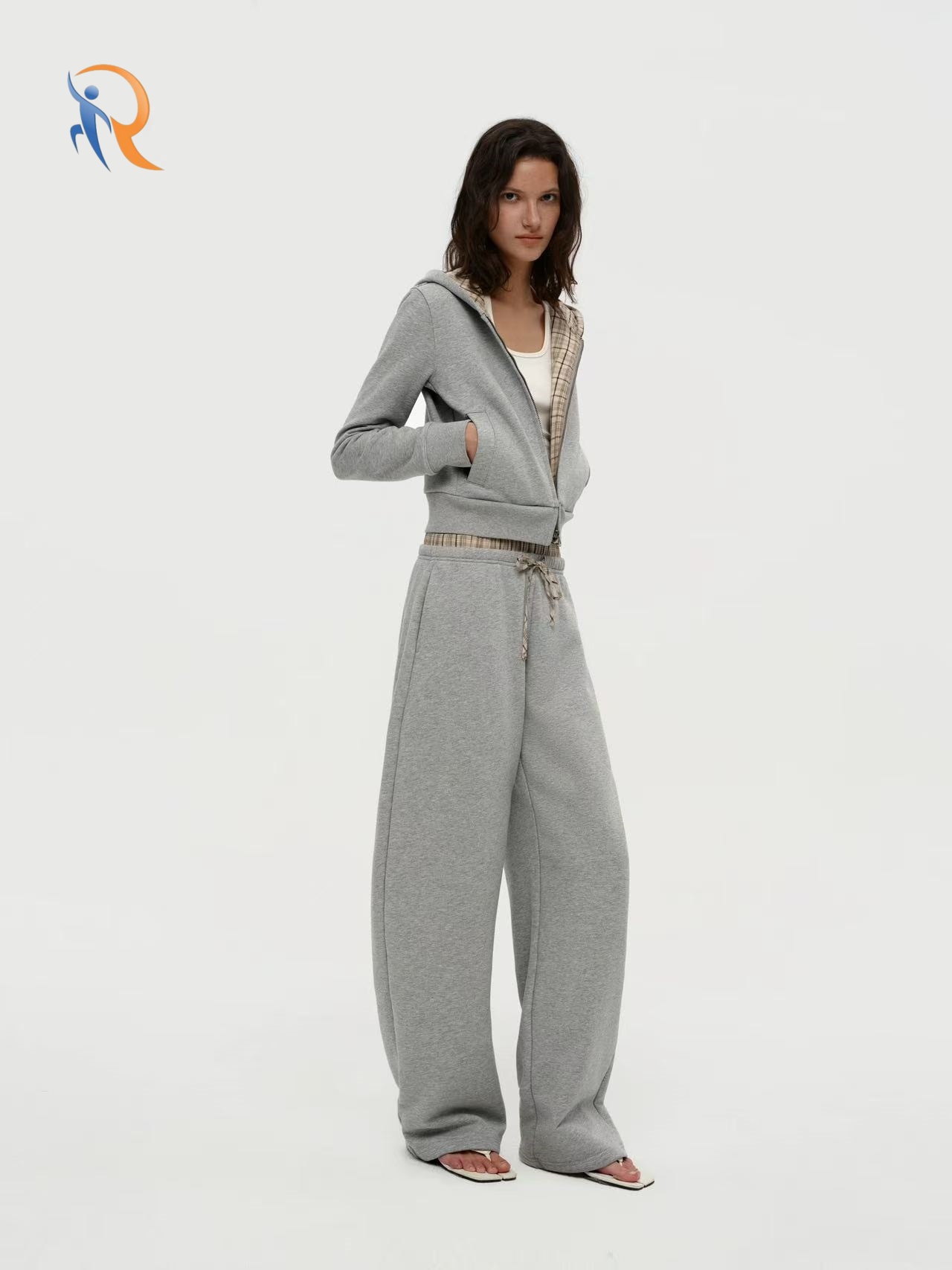 Checkered patchwork sportswear