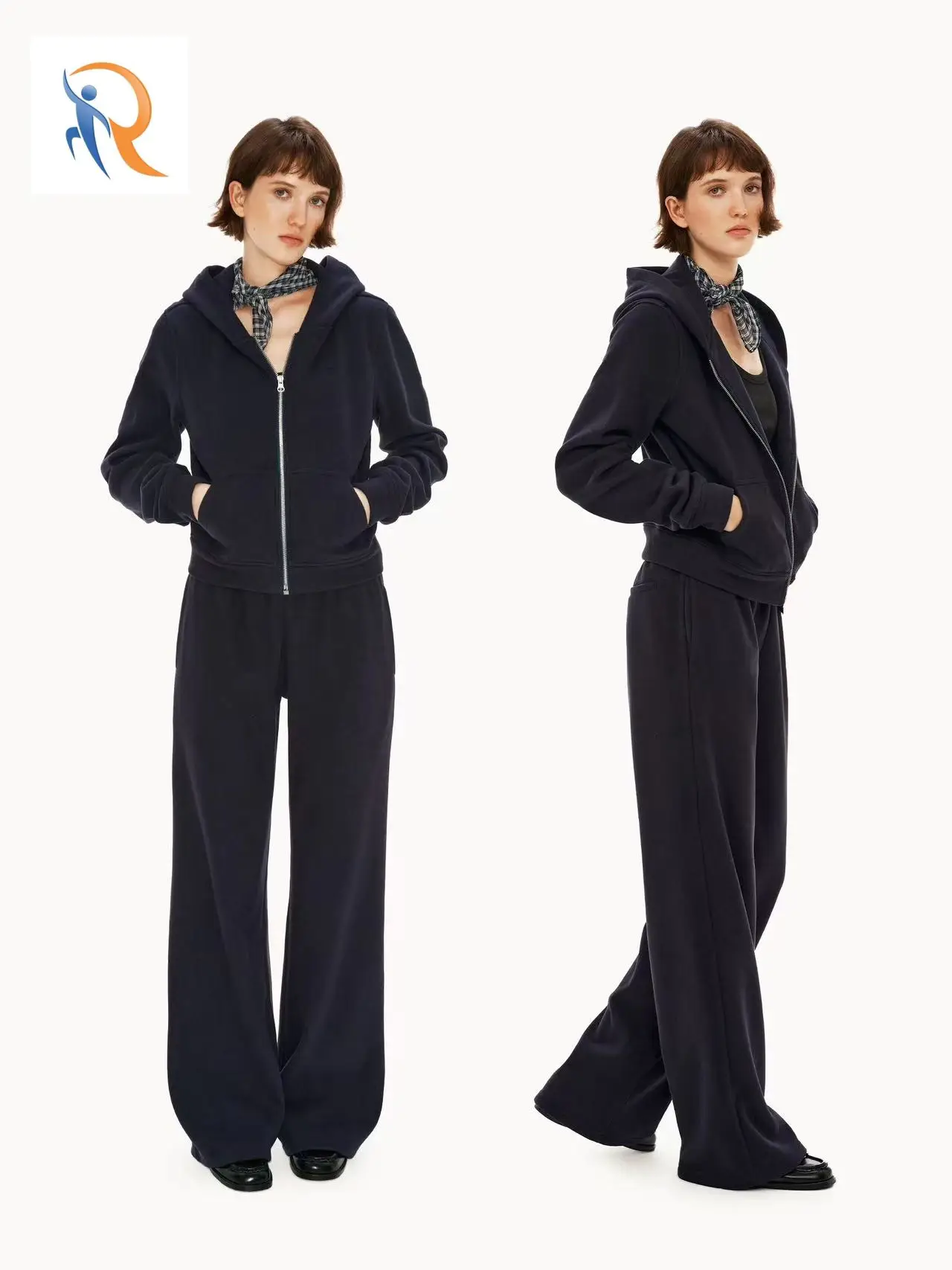 Fleece-textured casual sportswear set