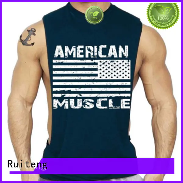Ruiteng Brand cotton oem mens muscle tank tops fitness