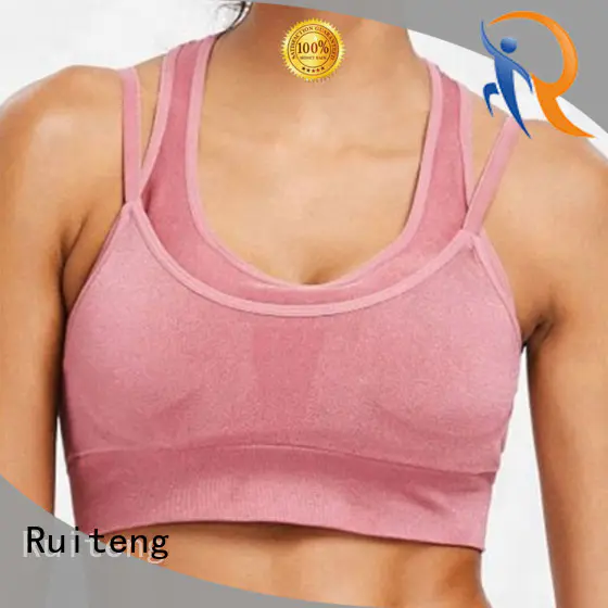 Deep V Neck Stretchy Womens Solid Color Gym Elastic Breathable Active Yoga Bra Sportswear-RTA1662