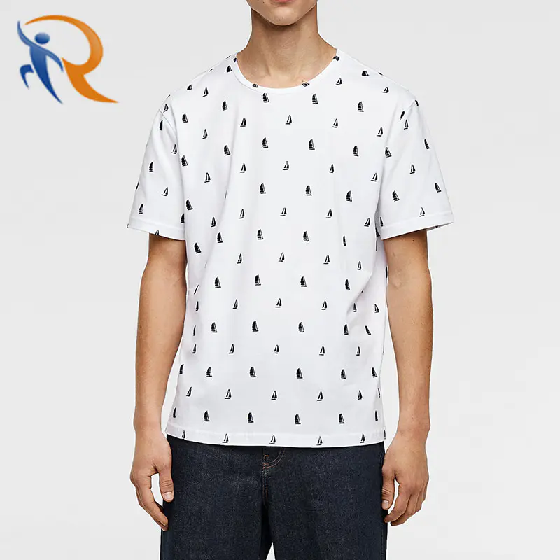 High Quality 100% Cotton Short Sleeve Tee Shirt Round Neck All Over Printing Partysu Men T-Shirt