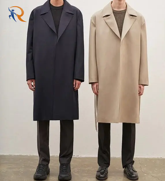 OEM ODM Custom Luxury Trench Coats Worsted Wool Overcoat Men Warm Winter Long Men Cashmere Coat