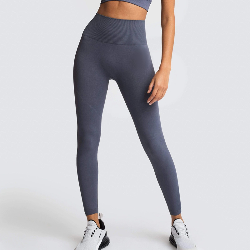 product-2021 Woman Crop Top long sleeve Ribbed Set High Quality Long Leggings Seamless Yoga Suit-Rui