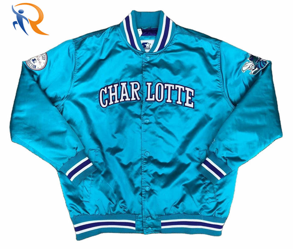 Custom Team Sports Jacket White/Blue Warriors Starter Men's Varsity Satin Jackets