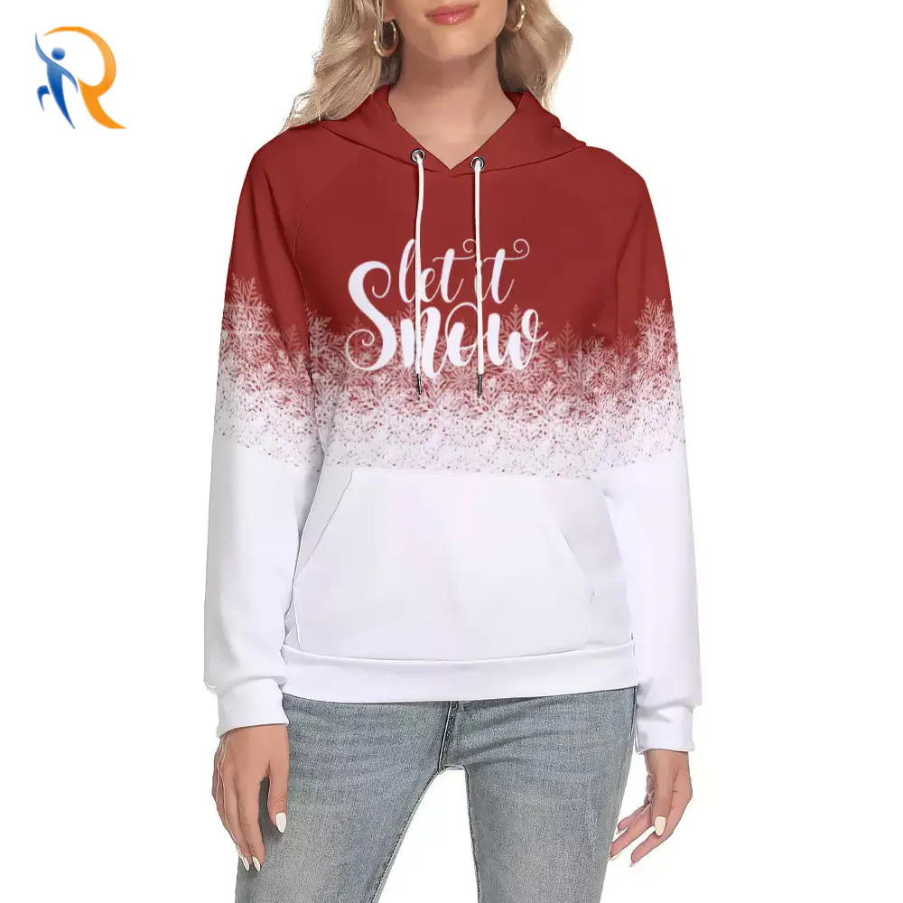 Womens Snowy Flory Printing Pullover Casual Style Hoodies