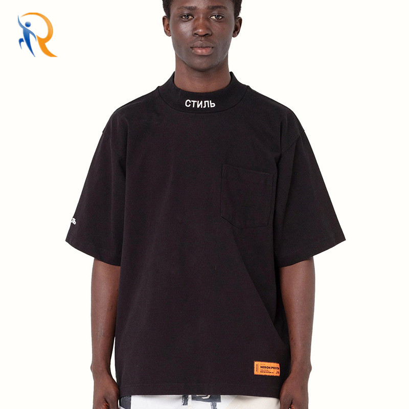 product-Ruiteng-High Fashion Mens Rib Neck Letter Embrodiry Loose T-Shirt-img