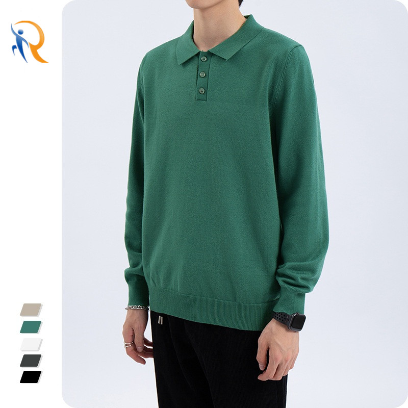 product-Ruiteng-Factory Custom Made Mens Solid Color Long-Sleeved Polo Shirt-img