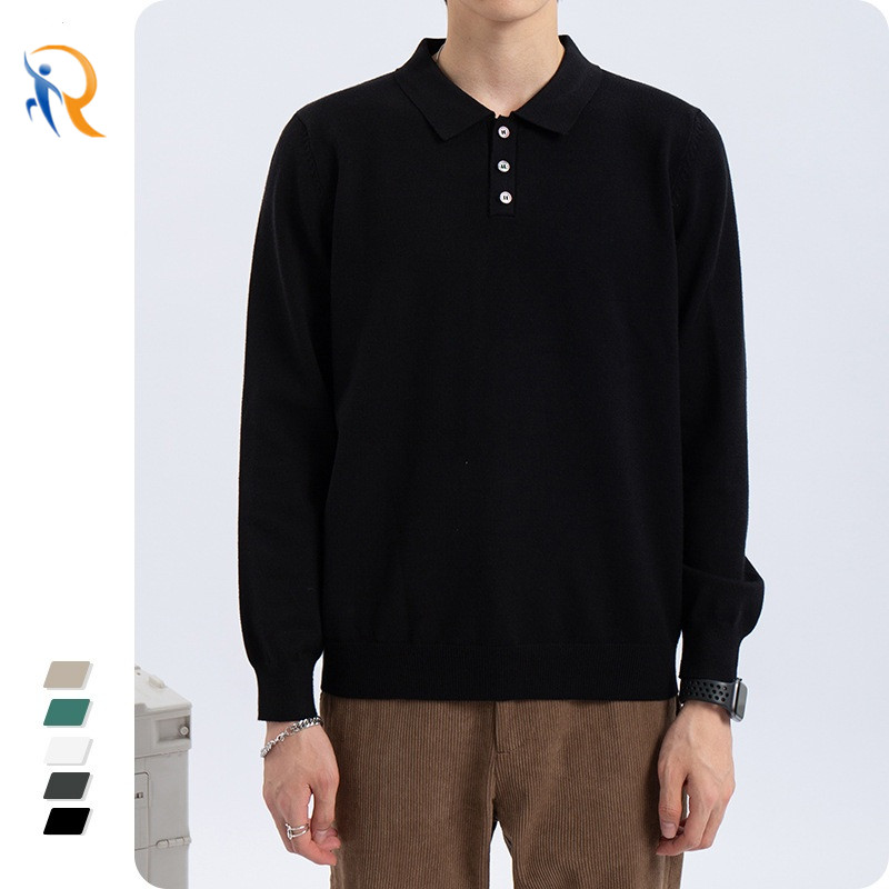 product-Factory Custom Made Mens Solid Color Long-Sleeved Polo Shirt-Ruiteng-img