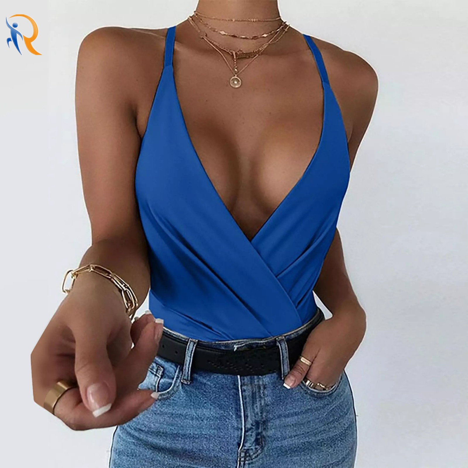 product-Clothes for Women on Sale Women′ S Fashion V-Neck Sleeveless Popular Spaghetti Strap Tank To