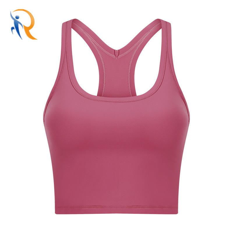 Yoga Vest with Chest Pad Women′s Skin-Friendly Nude Training Fitness Shockproof Sports Bra