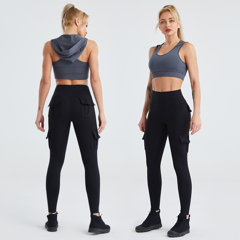 product-2021 Sportswear Women wear high-waisted yoga pants and yoga short-sleeve suit workout leggin