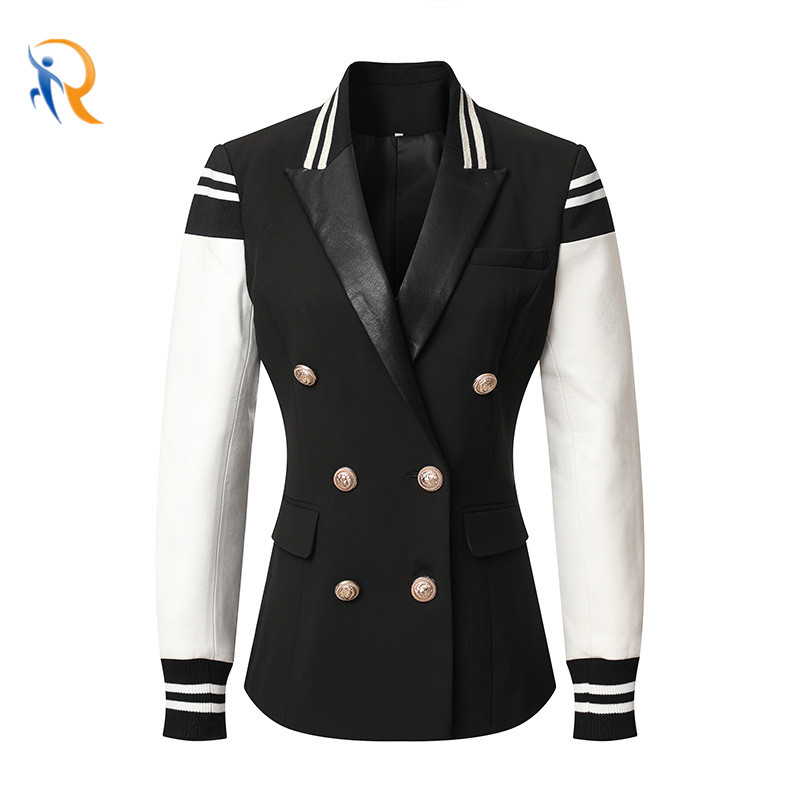 product-Women′s Thinner Jacket Suit Mature Temperament Slim Fit Suit Women′s Cotton Contrast Color C
