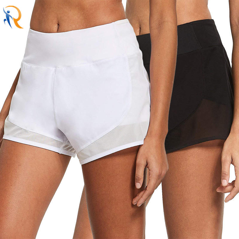 New Sports Shorts Female Fake Two-Piece Anti-Glare Fitness Pants with Pockets Loose Running Training Quick-Drying Yoga Pants