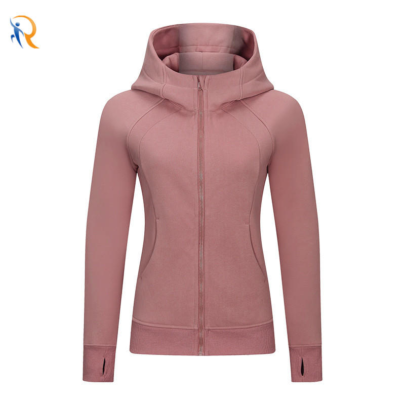 Womens Thick Warm Hooded Sports Jacket Casual Wear Yoga Training Fitness Jacket