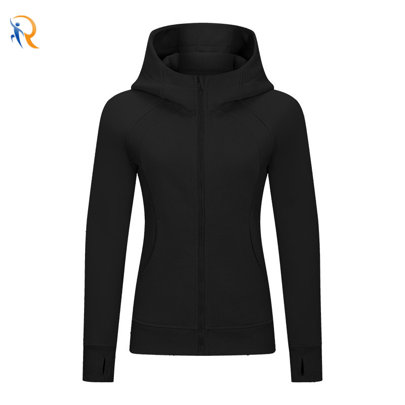 product-Womens Thick Warm Hooded Sports Jacket Casual Wear Yoga Training Fitness Jacket-Ruiteng-img
