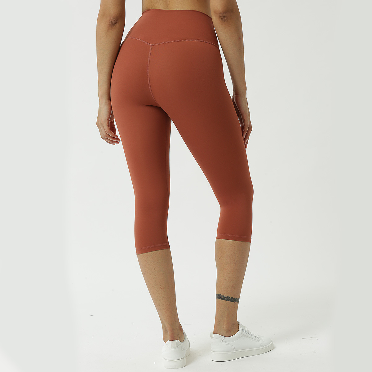 product-Ruiteng-Double-Sided Brushed Yoga Pants Womens Stretchy High-Waist Cropped Capri Fitness Leg