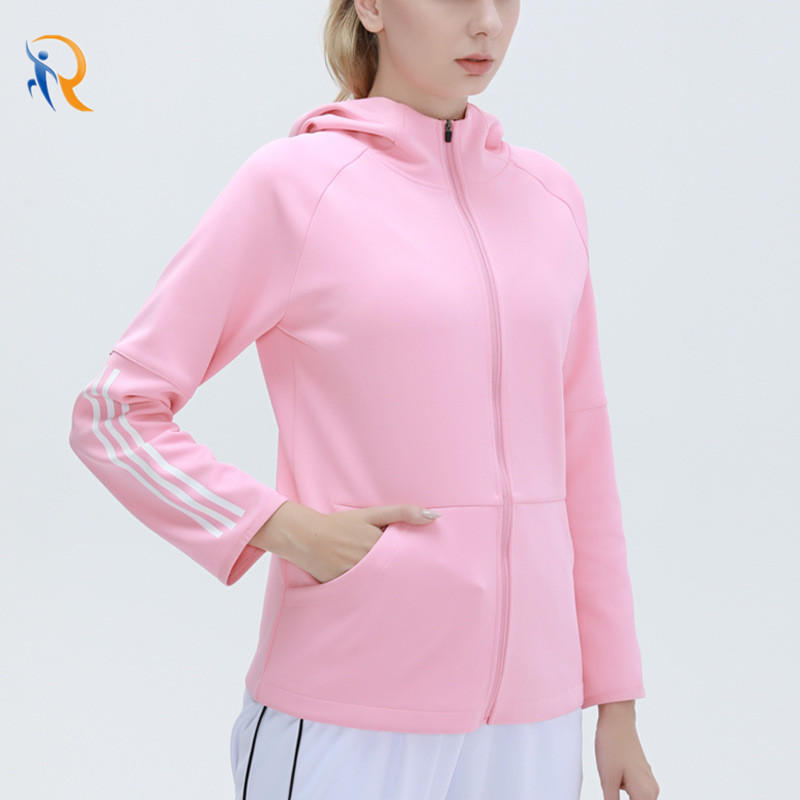 Factory Custom Side Sleeve Stripe Womens Sportswear Running Jacket