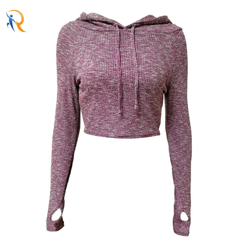 Sexy Style Running Fitness Clothes Womens Sports Tight-Fitting Quick-Drying Hoodies Long-Sleeved Yoga Cropped Hoodie