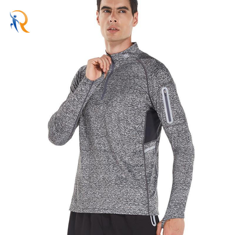 Mens Althleisure Gym Wear Sweater Training Jacket Half Zipper Stand Collar Compression Jacket Jkt-577