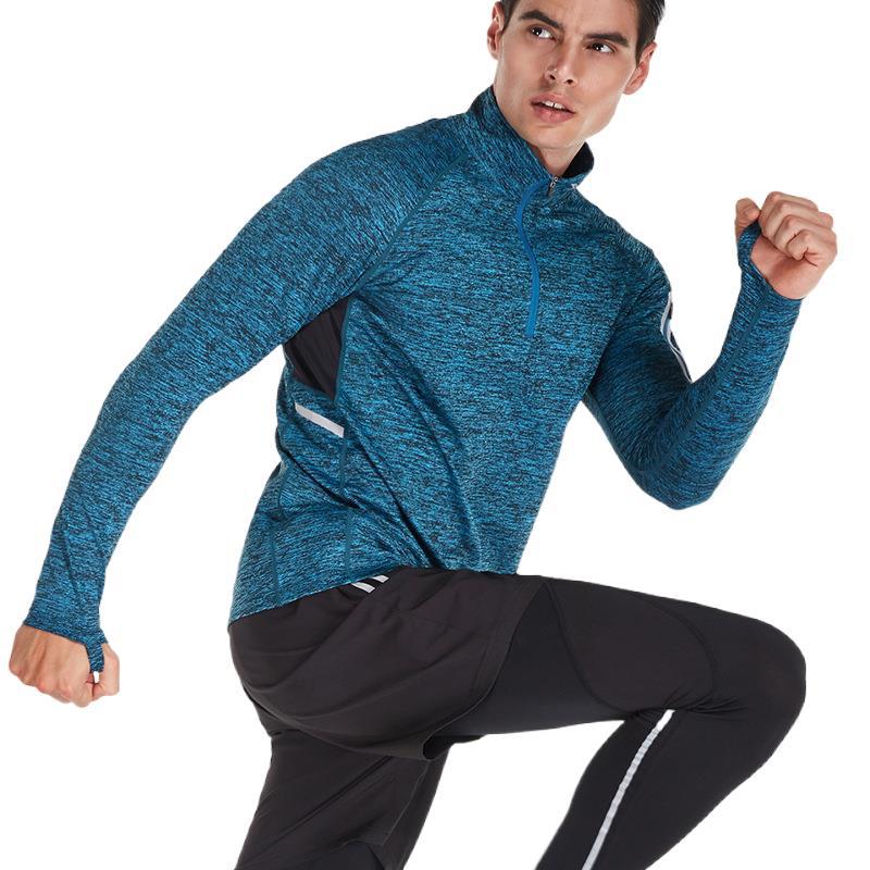 product-Ruiteng-Mens Althleisure Gym Wear Sweater Training Jacket Half Zipper Stand Collar Compressi
