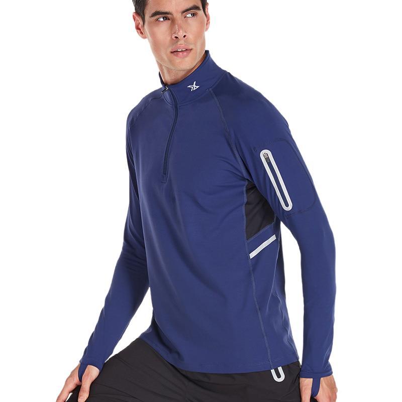product-Mens Althleisure Gym Wear Sweater Training Jacket Half Zipper Stand Collar Compression Jacke
