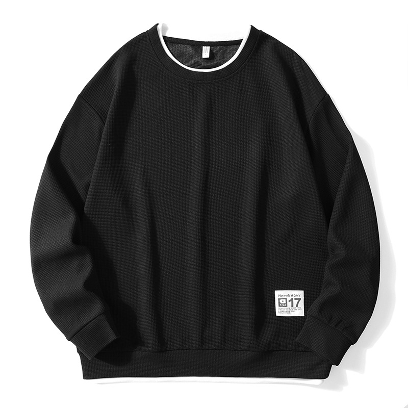 product-Ruiteng-Mens Sportwear waffle fabric Long sleeve contrast ribb neck sweater-img