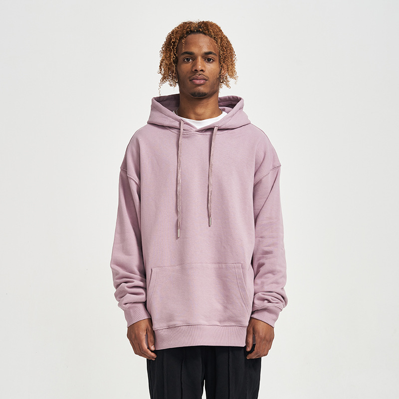 product-Solid Color Hooded Sweater Mens 370 GSM Heavy Terry Cotton Tide Brand Loose Long-Sleeved Jac