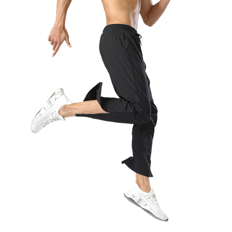 product-Ruiteng-Mens Summer Training Running Trousers Mens Breathable Loose Zipper Pants Leg Loose Q