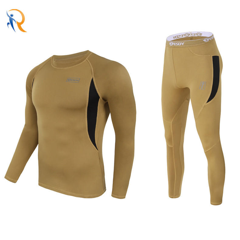 Outdoor Sports Thermal Underwear Mens Cycling Jacket Ski Tight-Fitting Fleece Thermal Compression Set
