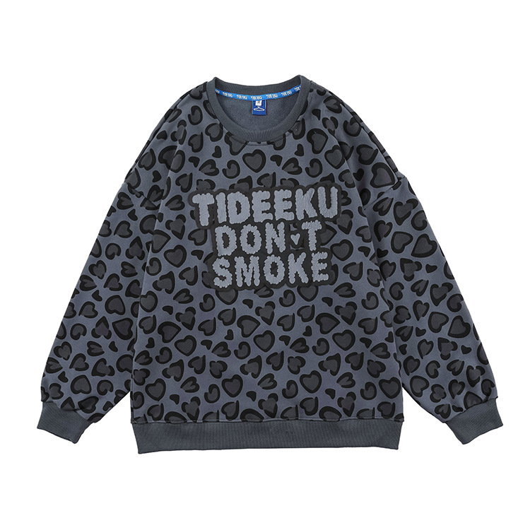 product-Ruiteng-Patterned Sweater Full Printed Letters Towel Embroidered Round Neck Loose Sports Uni