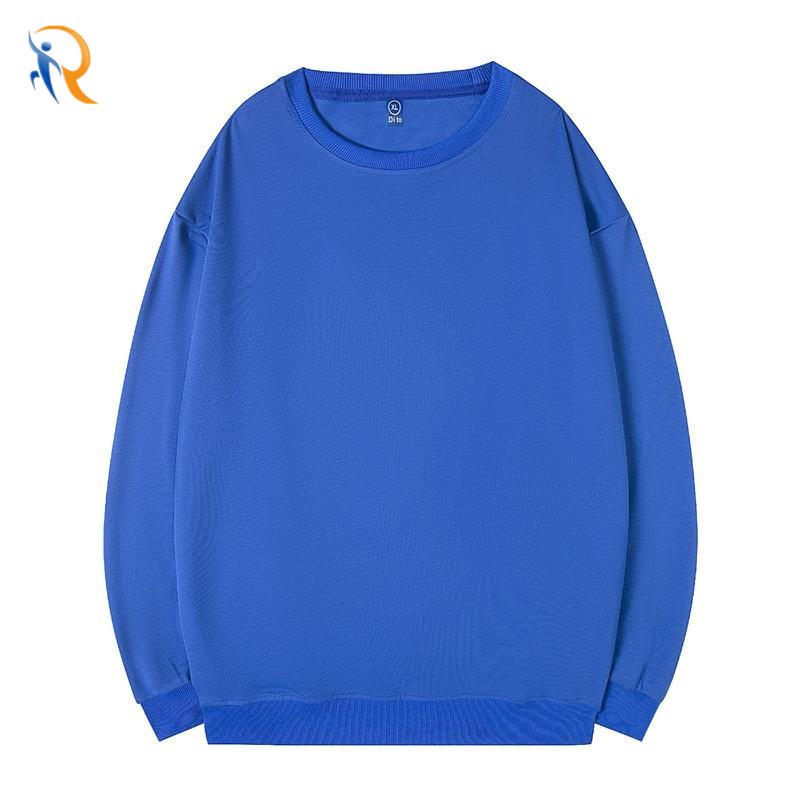 Womens Custom Logo Rib Neck Sweater Solid Color Sweatshirt