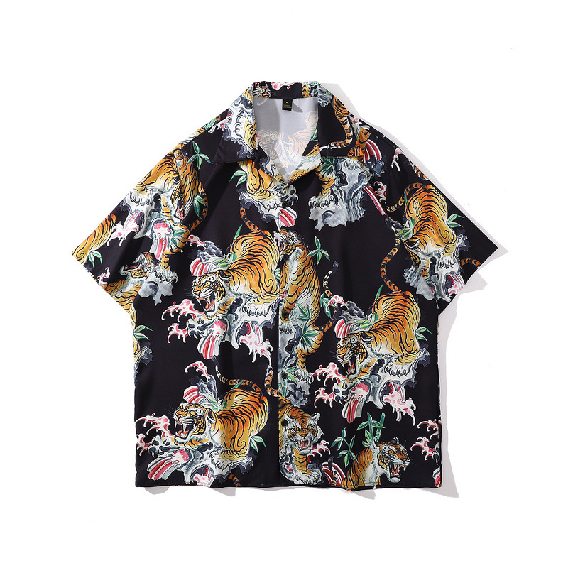 product-Hip-hop Custom Full Digital Print Short-Sleeved Shirt Mens Tide Brand Street Oversize Hawaii
