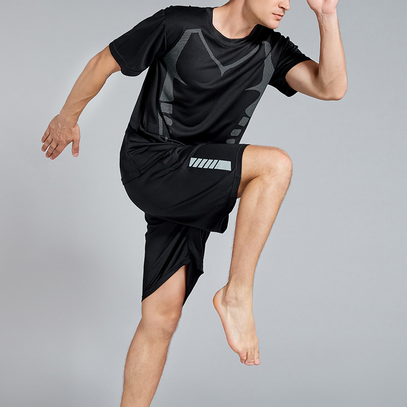 product-Ruiteng-Summer leisure running loose two-piece gym basketball clothes t-shirt short-sleeved 