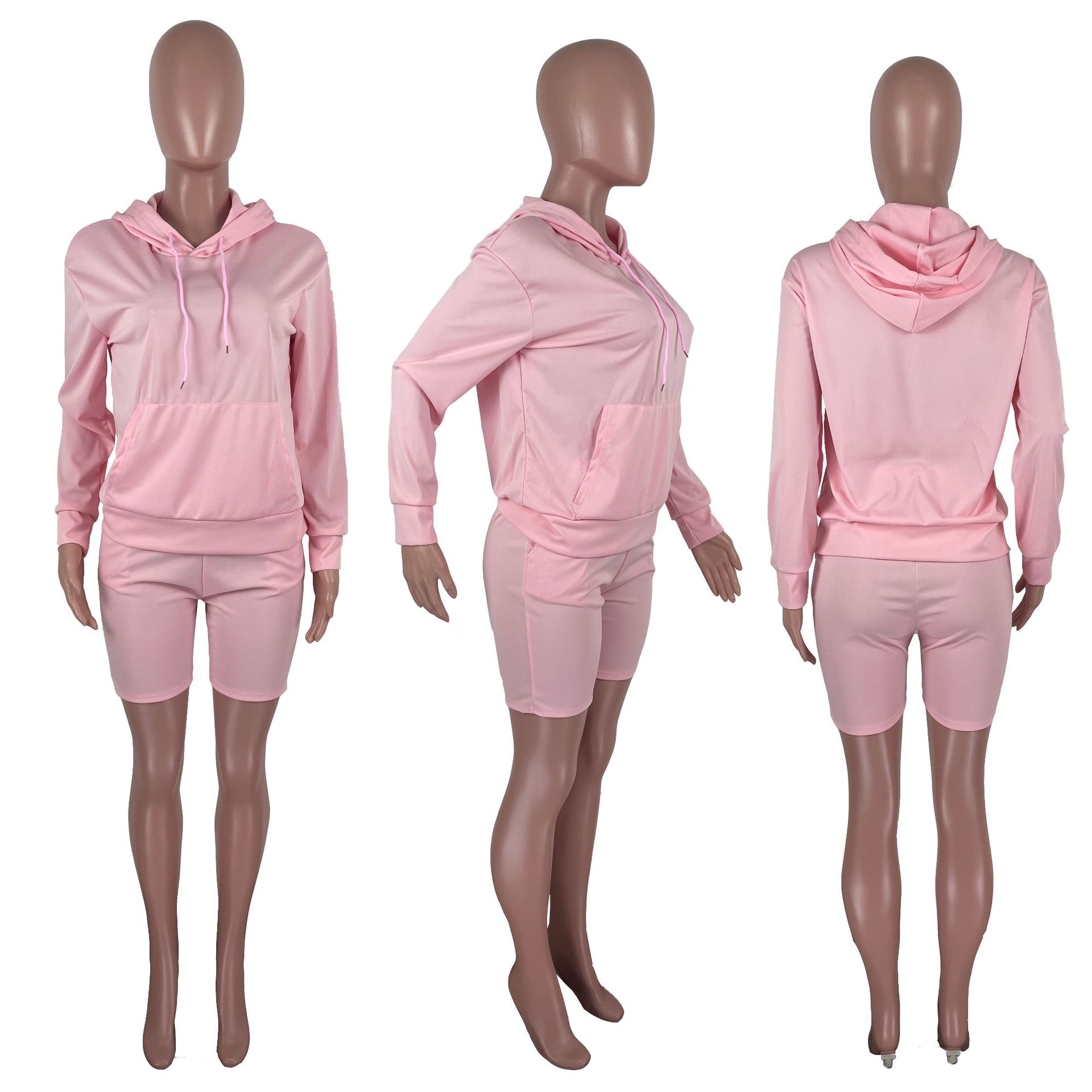 product-Ruiteng-Womens Solid Color Athleisure Hooded Two-Piece Set JKT-689-img