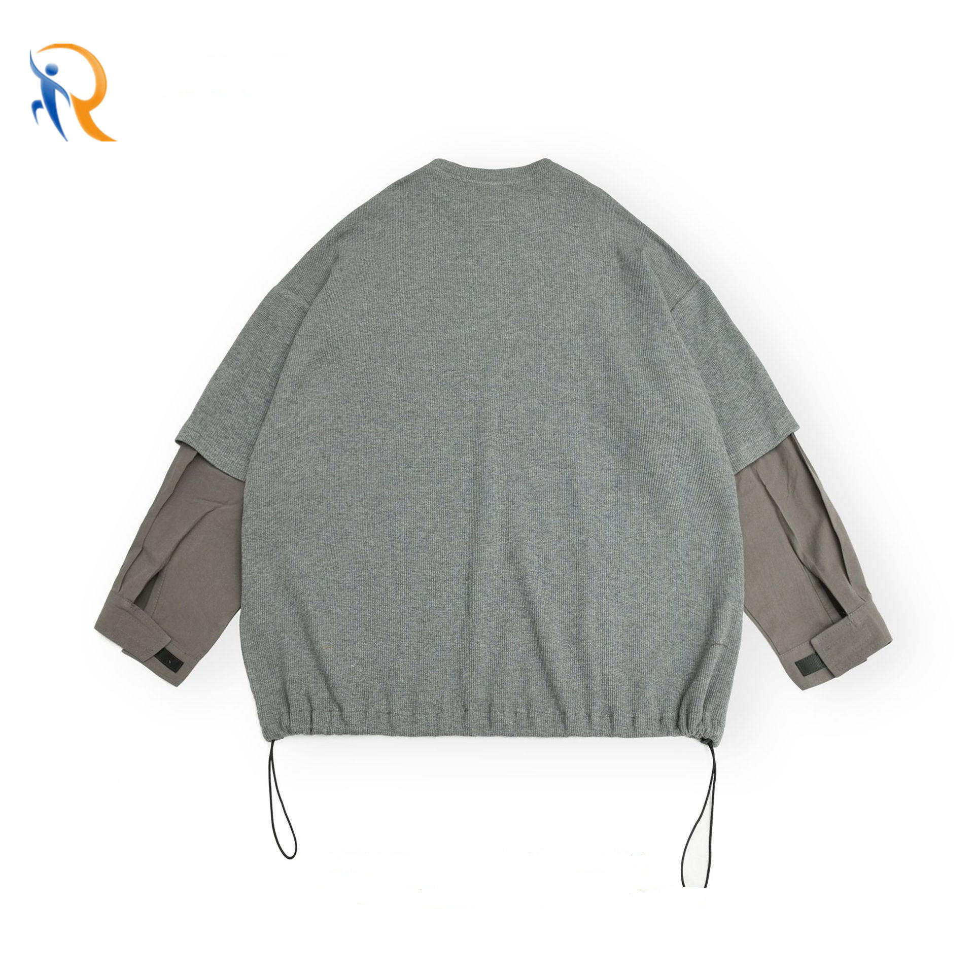 Unisex Drawstring Top Simple Style Stitching Design Loose Cool Girl Sweater JKT-691
