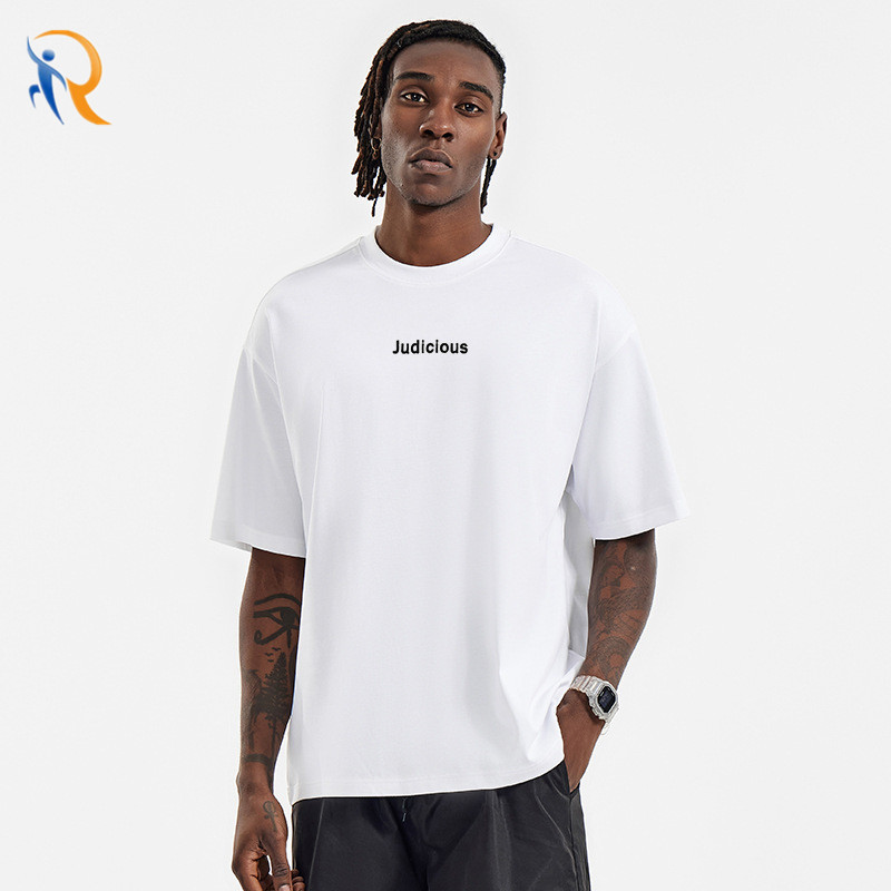product-230gsm Heavyweight Print Tee Cotton Short-Sleeved Hip-Hop Oversize Simple Mens T-shirt-Ruite