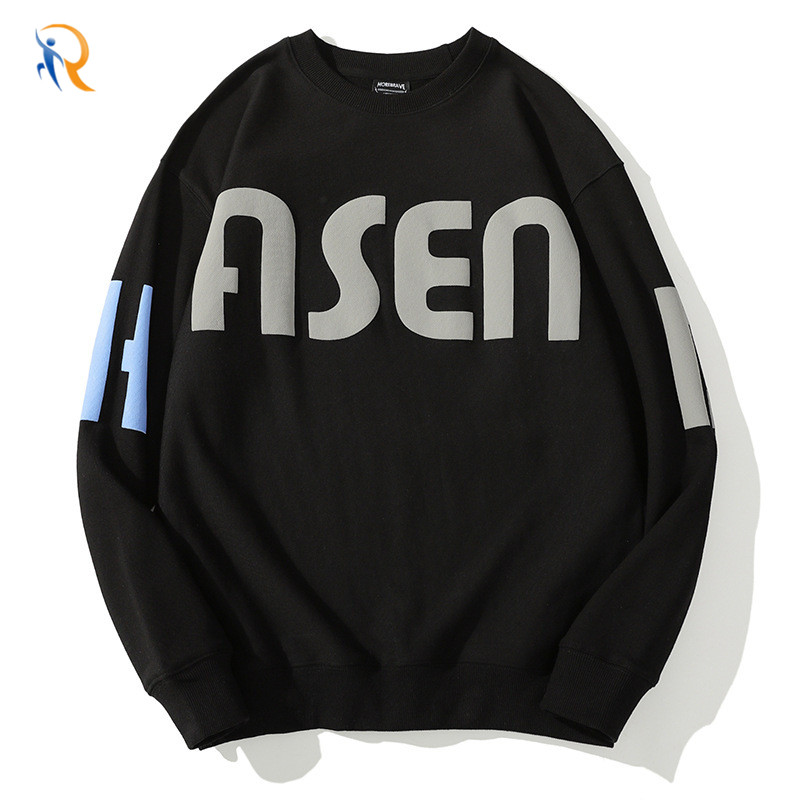 product-Mens Round Neck Sweater New Autumn Trendy Letter Foam Print Loose Mens Shirt Long-Sleeved Sw