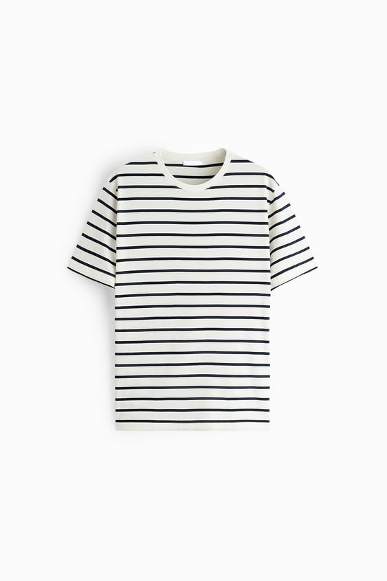 product-Mens Black and White Stripe T-shirts Casual Style Fit T-shirt-Ruiteng-img