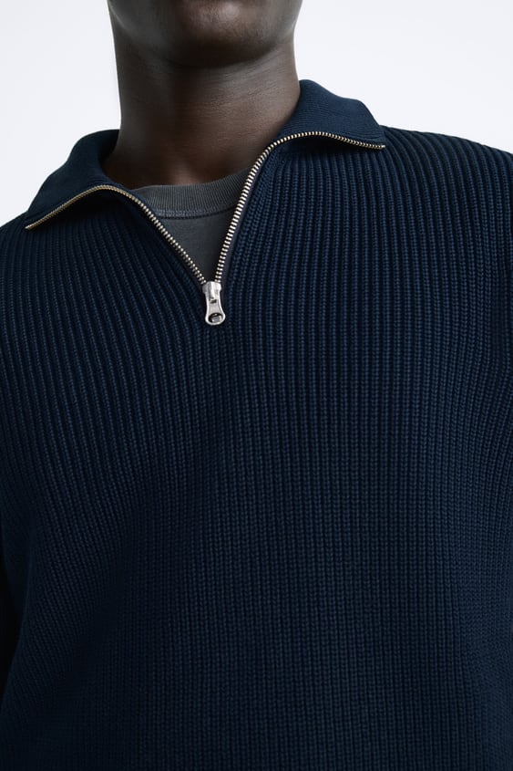 product-Ruiteng-Mens Solid Color Knit Shirt Polo Zip Up Collar Sweater-img