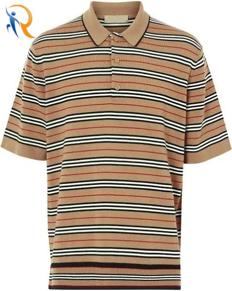 Mens Stripe Short Sleeve Polo Shirt
