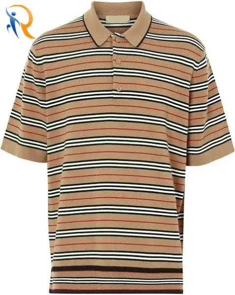 Mens Stripe Short Sleeve Polo Shirt