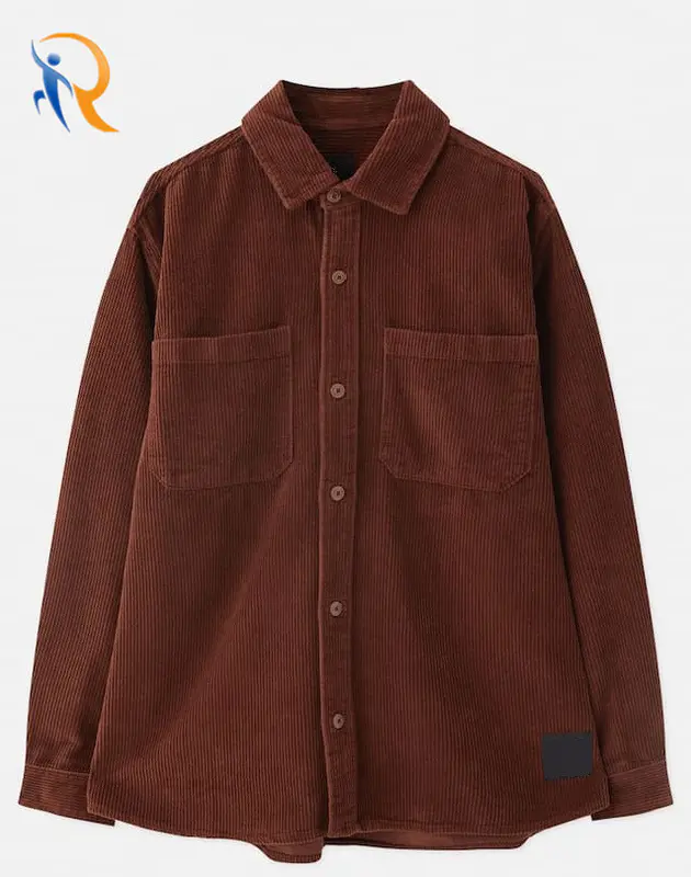 Mens Solid Color Simply Style Corduroy Shirt