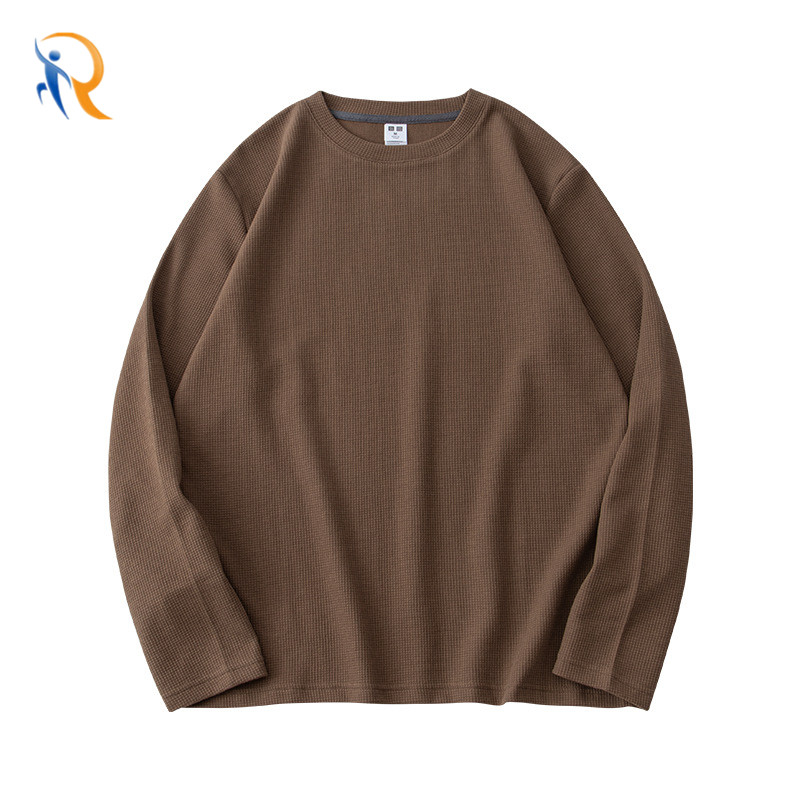 Mens Solid Color Clean Fit Long Sleeve Waffle Sweat Shirt